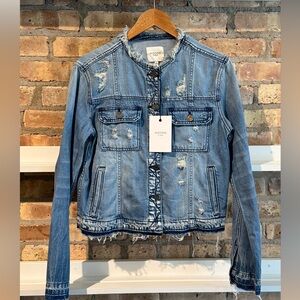Hidden denim distressed jacket